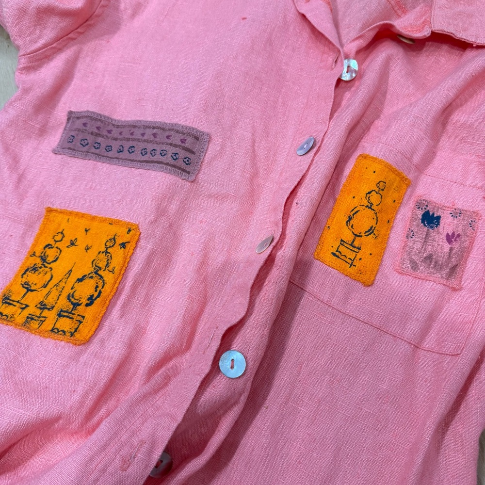 Vintage Patchwork Linen Pants Set - image 8